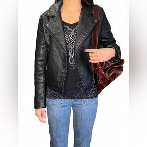 Victoria's Secret black faux leather jacket.